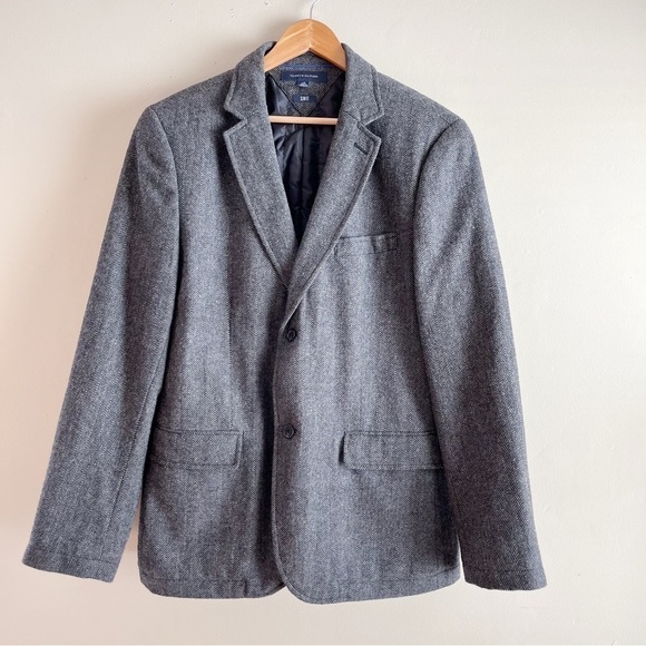 Tommy Hilfiger Slim Fit Wool Blend Herringbone Insulated‎ Jacket in Grey, Large - Picture 1 of 10